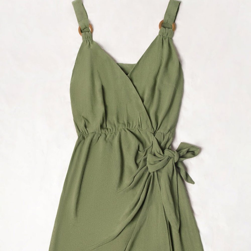 Medium Jeanette Green O-ring Wrap Tie Waist